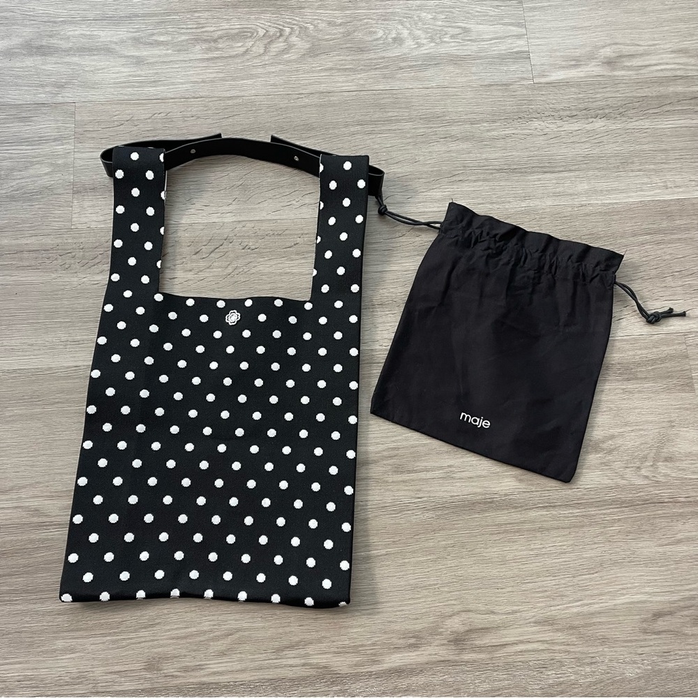Maje Black Tote with White Dots